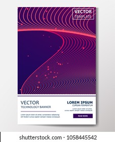 Abstract Dynamic, Geometric line on purple Background. Vector banner, flyer, brochure with lines.