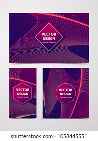 Abstract Dynamic, Geometric line on purple Background. Vector banner, flyer, brochure with lines.