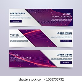 Abstract Dynamic, Geometric line on purple Background. Vector banner, flyer, brochure with lines.