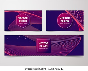 Abstract Dynamic, Geometric line on purple Background. Vector banner, flyer, brochure with lines.