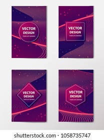 Abstract Dynamic, Geometric line on purple Background. Vector banner, flyer, brochure with lines.