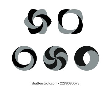 Abstract dynamic geometric shapes in black and gray color on white background. Artistic trendy vector backgrounds collection.