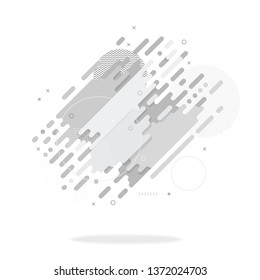 Abstract dynamic geometric vector illustration in white and gray color. Modern design for banner, brochure, web, header, page. EPS 10.