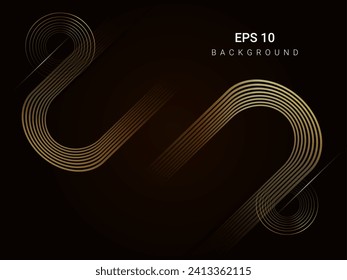 Abstract dynamic golden moving lines on black background vector