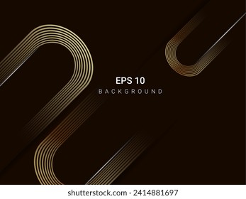 Abstract dynamic golden moving lines on black background vector