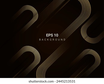 Abstractas líneas dinámicas doradas en movimiento sobre fondo negro Vector