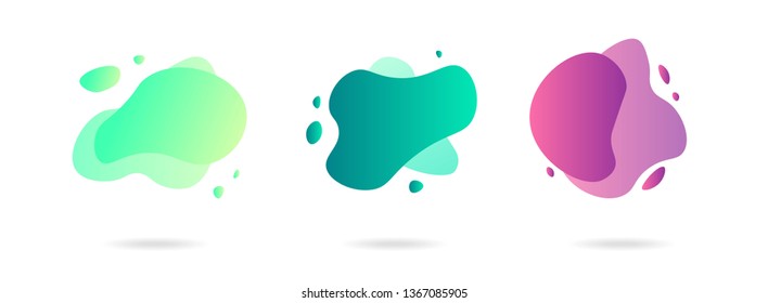 Abstract dynamic gradient graphic elements in modern style. Banners with flowing liquid shapes, amoeba forms. Logo, flyer, presentation, invitation, card template. Vector illustration. - Shutterstock ID 1367085905