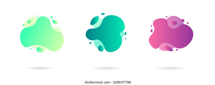 Abstract dynamic gradient graphic elements in modern style. Banners with flowing liquid shapes, amoeba forms. Logo, flyer, presentation, invitation, card template. Vector illustration.