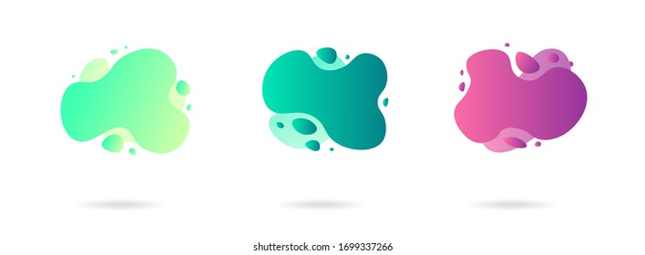 Abstract dynamic gradient graphic elements in modern style. Banners with flowing liquid shapes, amoeba forms. Logo, flyer, presentation, invitation, card template. Vector illustration.