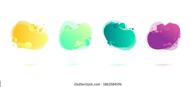 Abstract dynamic gradient graphic elements in modern style. Banners with flowing liquid shapes, amoeba forms. Logo, flyer, presentation, invitation, card template. Vector illustration.