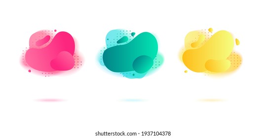 Abstract dynamic gradient graphic elements in modern style. Banners with flowing liquid shapes, amoeba forms. Logo, flyer, presentation, invitation, card template. Vector illustration.