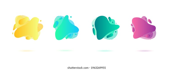 Abstract dynamic gradient graphic elements in modern style. Banners with flowing liquid shapes, amoeba forms. Logo, flyer, presentation, invitation, card template. Vector illustration.