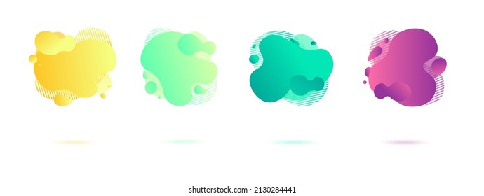 Abstract dynamic gradient graphic elements in modern style. Banners with flowing liquid shapes, amoeba forms. Logo, flyer, presentation, invitation, card template. Vector illustration.