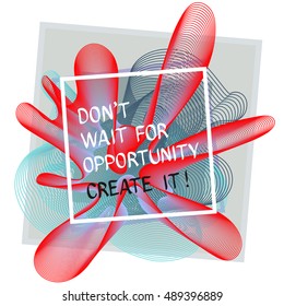 abstract dynamic graphic symbol, motivation lettering composition. Typographical poster template.