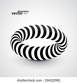 Abstract dynamic illustration, black and white 3d art eps10