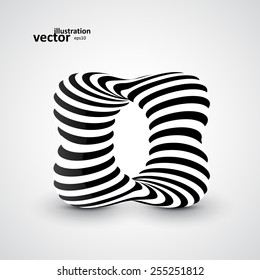 Abstract dynamic illustration, black and white 3d art eps10