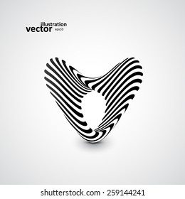 Abstract dynamic illustration, black and white 3d art eps10