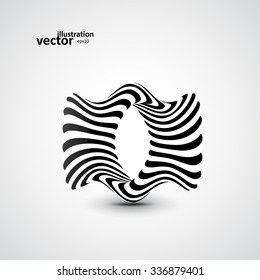 Abstract dynamic illustration, black and white 3d art eps10