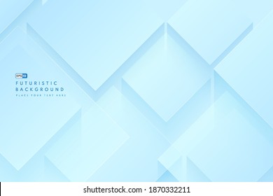 Resumen de la forma cuadrada de superposición dinámica azul claro en el fondo. Concepto moderno y mínimo.  Puede utilizar para la plantilla de portada de folletos, carteles, web de banners, anuncios impresos, etc. Ilustración de vectores