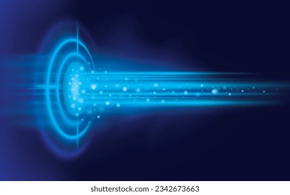 Abstract dynamic light lines Background. Abstract Technology blue light lines moving to Target symbol. Light dot with Glowing speed lines effect. Technology digital futuristic concept. Road to target