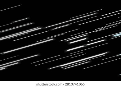 Abstract dynamic light streaks on black background, lightstreaks white motionblur