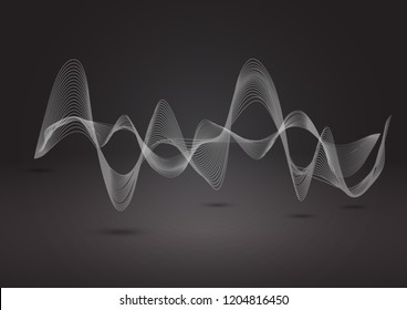 Abstract dynamic line on balck background. Can be used for digital equalizer, sound wave or infographic and timeline elements.