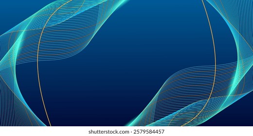 Abstract dynamic line wave on dark blue background. Future technology concept. Suit for banner, poster, cover, brochure, flyer, website