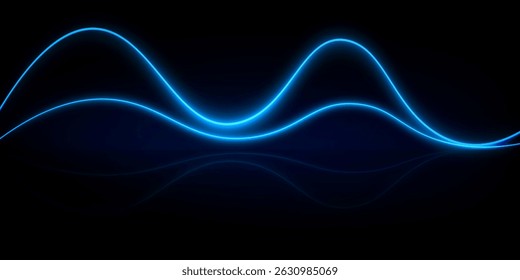 Abstract dynamic line waves on the dark blue background