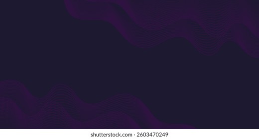 Abstract dynamic lines on dark background. Modern purple flowing wave lines. Futuristic technology concept. Vector illustration