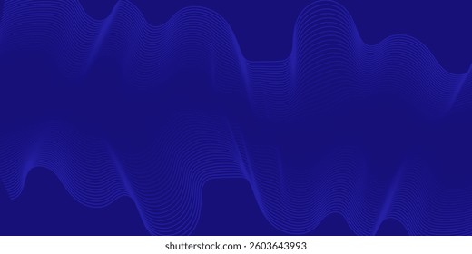 Abstract dynamic lines on dark background. Modern blue flowing wave lines. Futuristic technology concept. Vector illustration