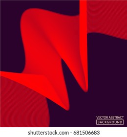 Abstract Dynamic Lines on Dark Background. Concept of Technological, Electronic, Sound Waves. Vector Illustration for Business and Promotional Posters.