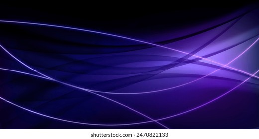 Abstract dynamic lines waves on the blue background.