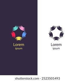 Abstract, dynamic logo with flowing shapes and lines. Ideal for companies in creative design, consulting, technology, art, entertainment, business cards, websites, social media and marketing.