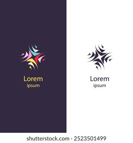 Abstract, dynamic logo with flowing shapes and lines. Ideal for companies in creative design, consulting, technology, art, entertainment, business cards, websites, social media and marketing.