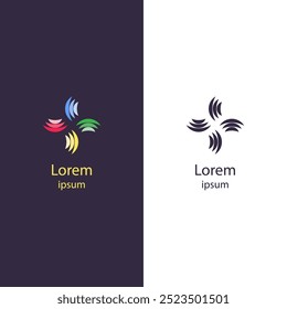 Logotipo Abstractas y dinámico con Formas y líneas fluidas. Ideal para empresas de diseño creativo, consultoría, tecnología, arte, entretenimiento, tarjetas de visita, Sitios web, redes sociales y marketing.