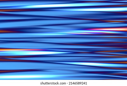 Abstract Dynamic motion blur texture. blue background horisontal fractal shine lines. Speed motion design Technology.