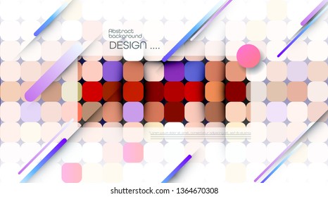 Abstract dynamic motion of geometric shape, pattern composition. Colorful gradient background. Vector modern graphic, minimal design elements for a backdrop, template, poster, wallpaper, flyer, layout