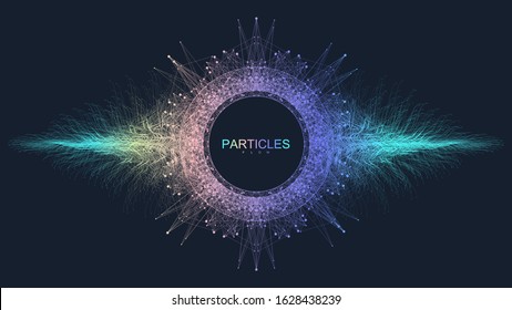 Abstract dynamic motion lines and dots background with colorful particles. Digital streaming background, wave flow. Plexus stream background. Technology vector illustration