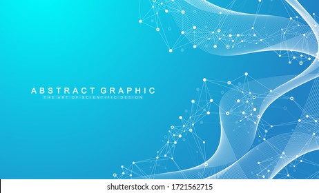 Abstract dynamic motion lines and dots background with colorful particles. Digital streaming background, wave flow. Plexus stream background. Technology vector illustration