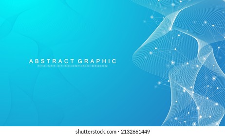 Abstract dynamic motion lines and dots background with colorful particles. Digital streaming background, wave flow. Plexus stream background. Technology vector illustration