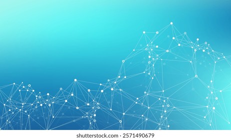 Abstract dynamic motion lines and dots connection background with plexus effect. Digital streaming background, wave flow. Dotted plexus stream background. Futuristic tech vector illustration.