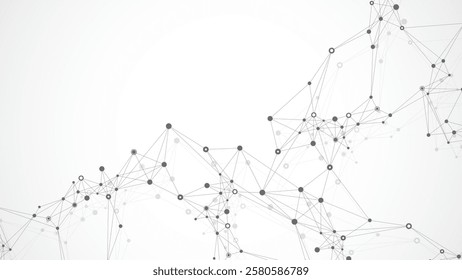 Abstract dynamic motion lines and dots connection background with plexus effect. Digital streaming background, wave flow. Dotted plexus stream background. Futuristic tech vector illustration.