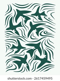 abstract dynamic movement of flying birds