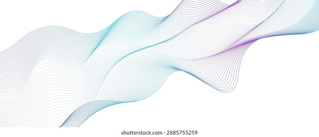 Abstract dynamic multicolor lines, waves. technology line stripe isolated science digital flowing black line. gradient colorful flowing wave design element. wavy lines gradient background.