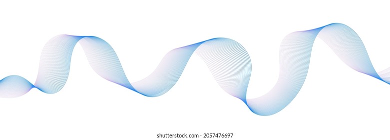 Abstract dynamic music wave. Technology background. Vector sound wave with blue lines.
