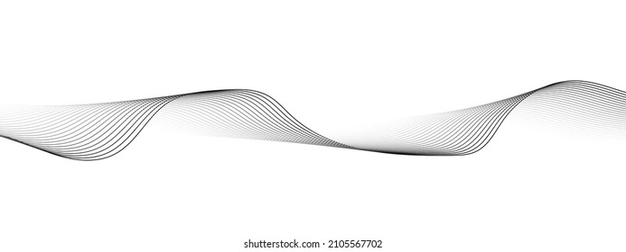 Abstract dynamic music wave. Technology background. Vector sound wave with gray lines.