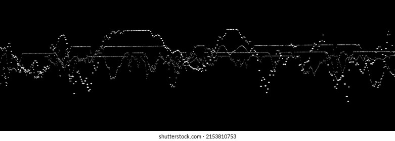 Abstract dynamic music wave. Technology background. Sound equalizer with white dots. Vector stock, exchange or cryptocurrency chart.