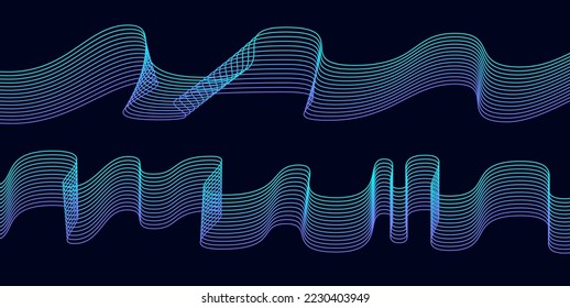 Abstract dynamic music wave. Technology background. Vector sound wave with colorful lines.