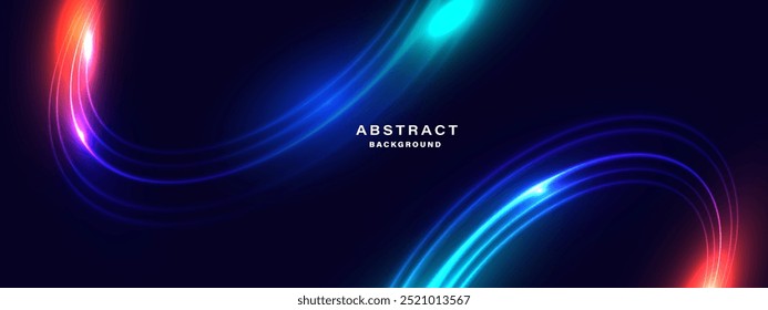 Abstract dynamic neon light trail background.