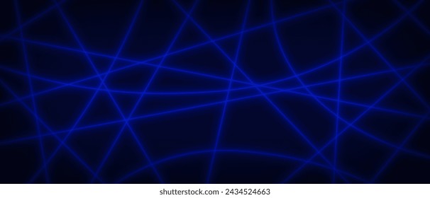 Abstract dynamic neon lines on the blue background
